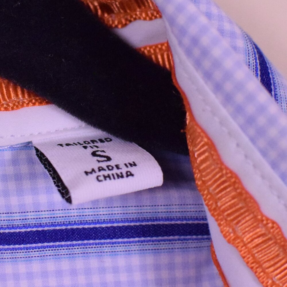 Robert Graham Men's Blue Long Sleeve Cotton Button Up Shirt Flip Cuff - Size S - Picture 4 of 11